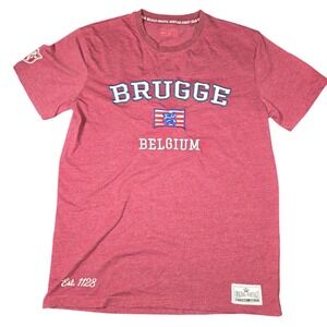 Original Heritage Brugge Belgium T-Shirt Mens Large Heather Red Souvenir Tee L